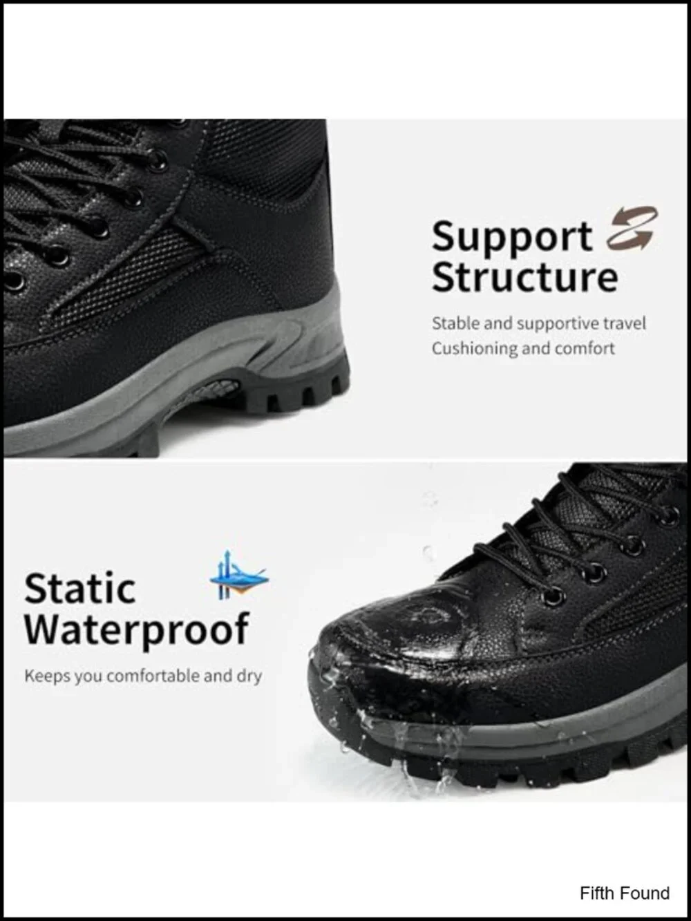 Men's Waterproof Hiking Boots Lightweight Mid Ankle Non-Slip Outdoor Trekking